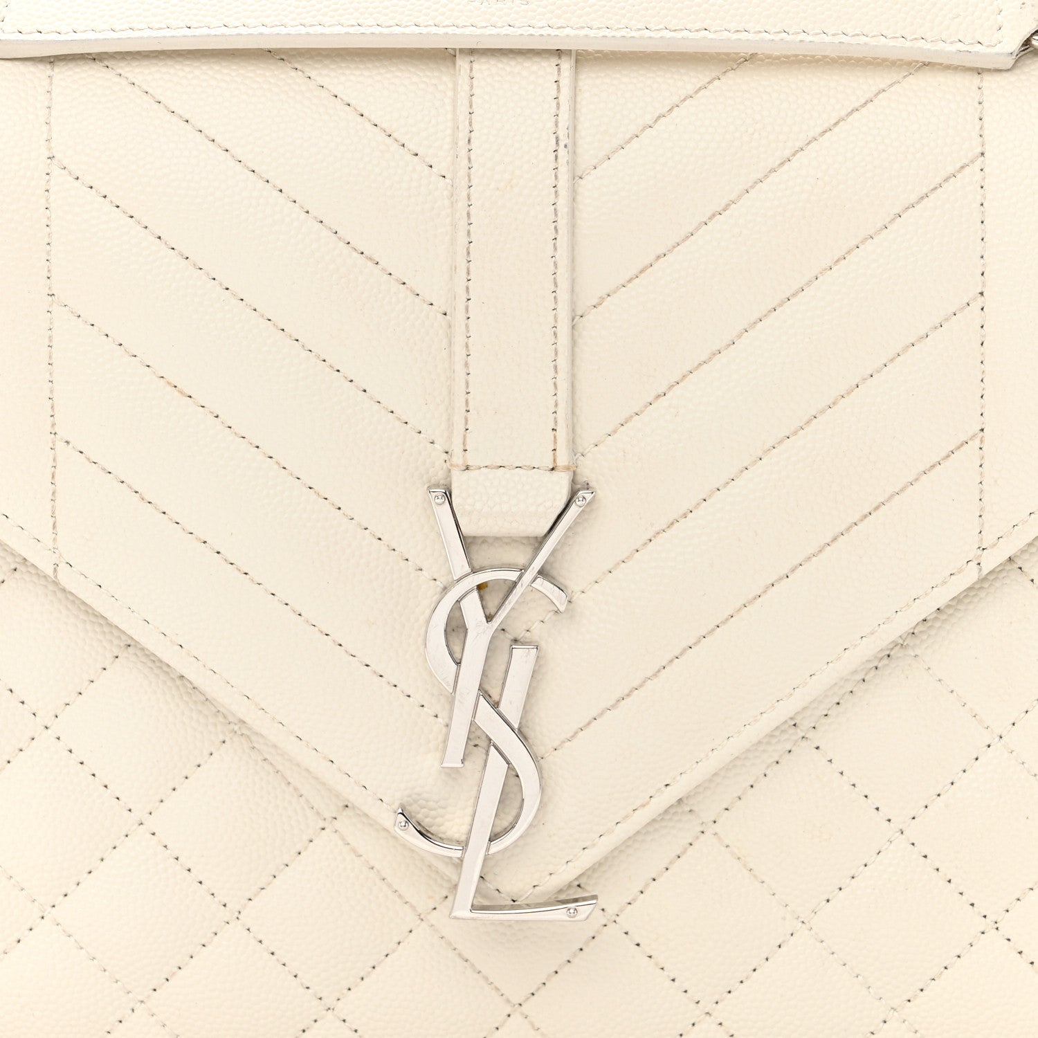 Saint Laurent SAINT LAURENT Grain De Poudre Textured Mixed Matelasse Medium Triquilt Monogram Satchel Porcellana 8 of 11