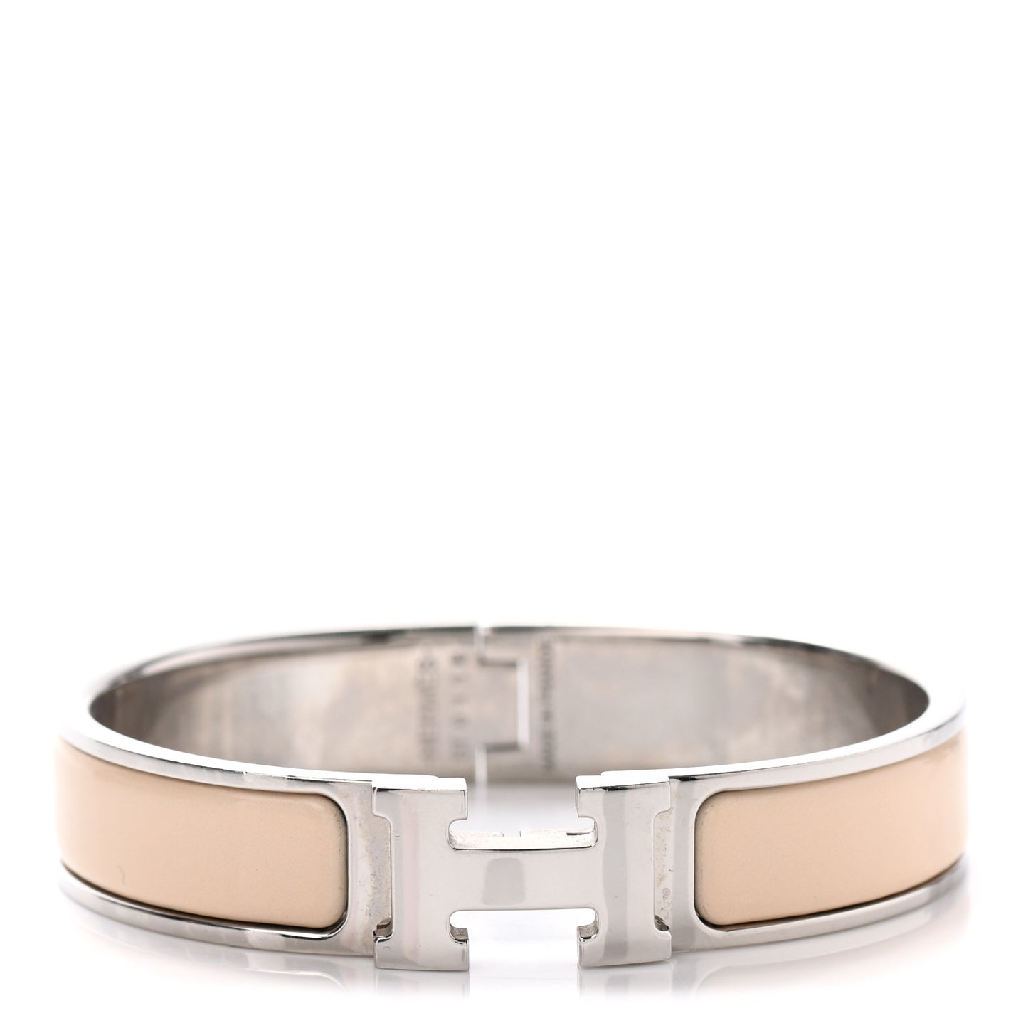 Narrow Enamel Clic Clac H Bracelet PM Beige Nacre