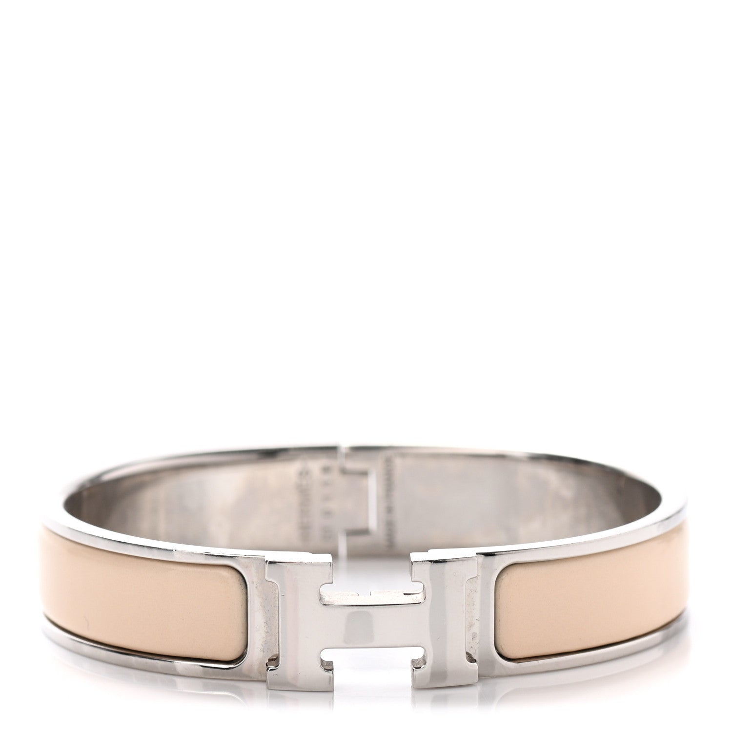 Hermes Narrow Enamel Clic Clac H Bracelet PM Beige Nacre 1 of 5