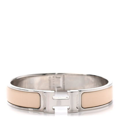 Hermes Narrow Enamel Clic Clac H Bracelet PM Beige Nacre 1 of 5