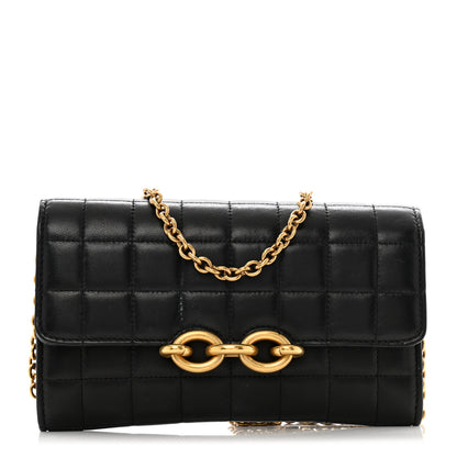 Saint Laurent Lambskin Carre Quilted Le Maillon Wallet On Chain Black 1 of 11