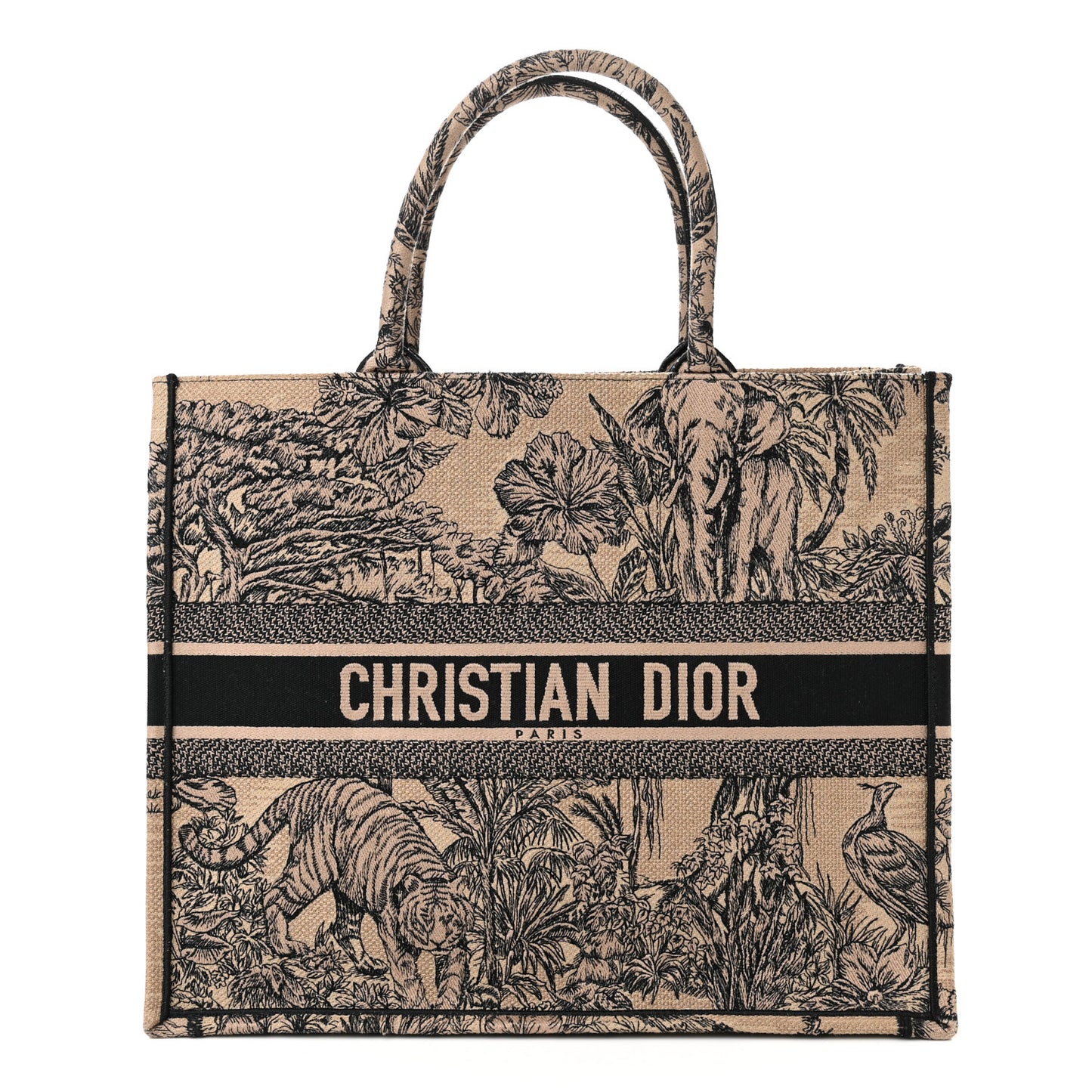Canvas Embroidered Large Dioriviera Toile De Jouy Book Tote Black
