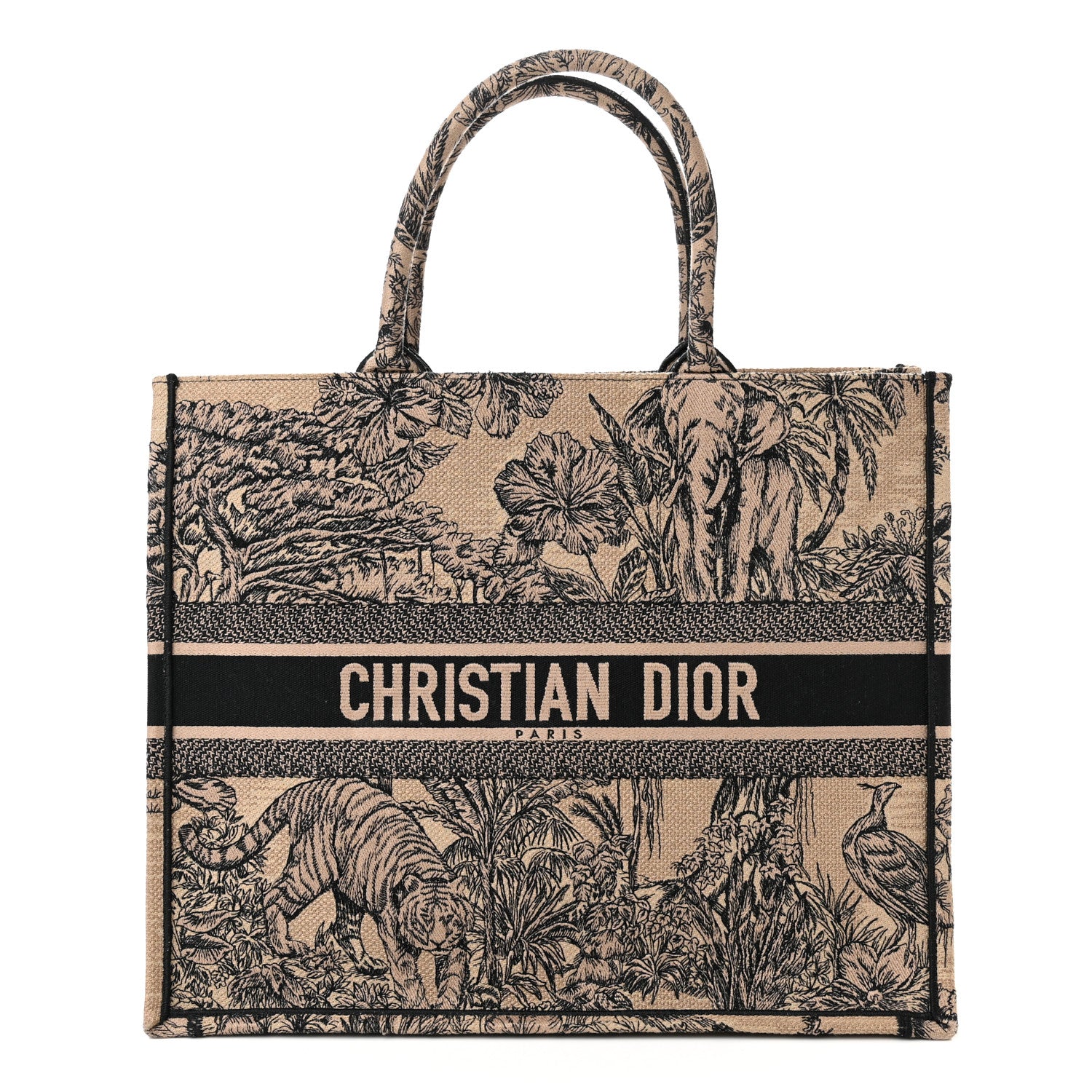 Christian Dior Canvas Embroidered Large Dioriviera Toile De Jouy Book Tote Black 1 of 12