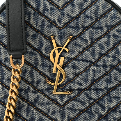 Saint Laurent Denim Quilted Monogram Round Crossbody Bag Rodeo Blue 8 of 10
