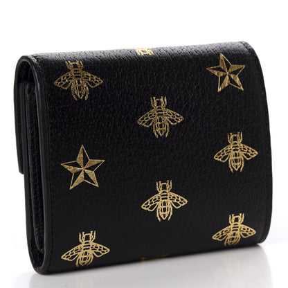 Gucci Calfskin Bee Star Print Padlock Wallet Black 3 of 7