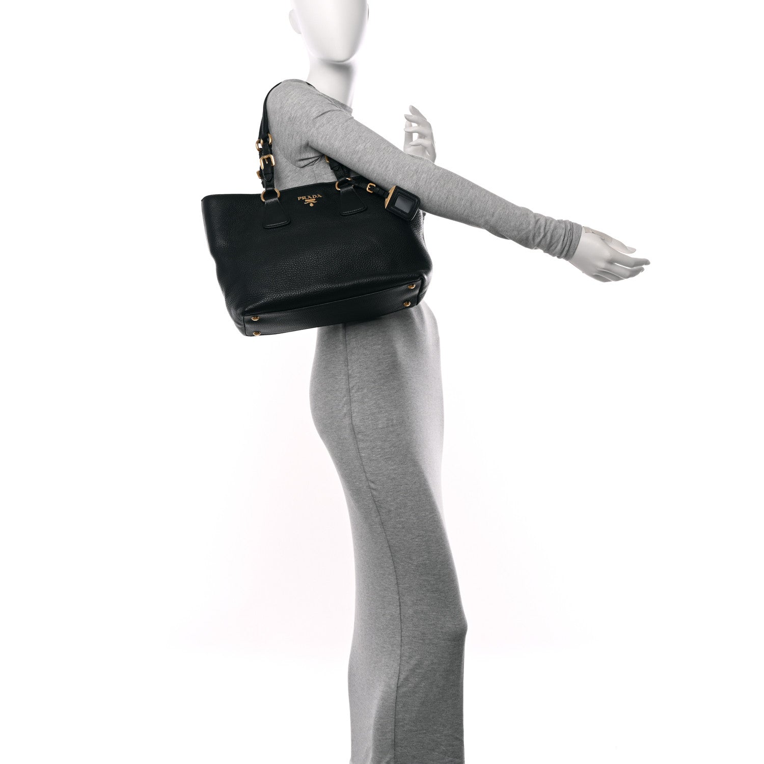 Prada Vitello Phenix Tote Black 2 of 11