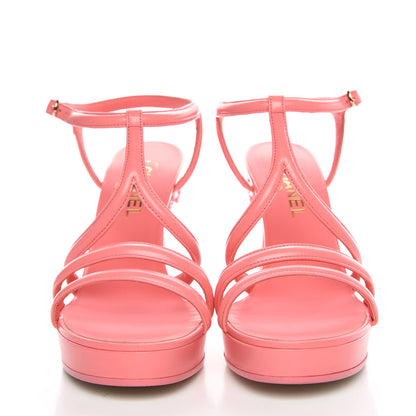Chanel Goatskin Parthenon Platform Sandals 40 Pink 2 of 9