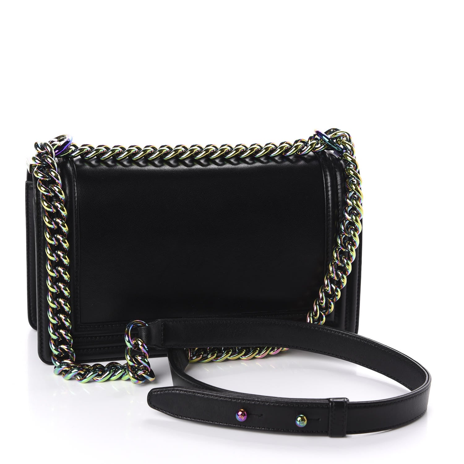 Chanel Lambskin LED Iridescent Metal Medium Boy Flap Black Multicolor 4 of 14