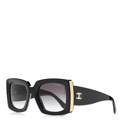 Chanel Acetate Rectangle Sunglasses 5435 Black 1 of 8