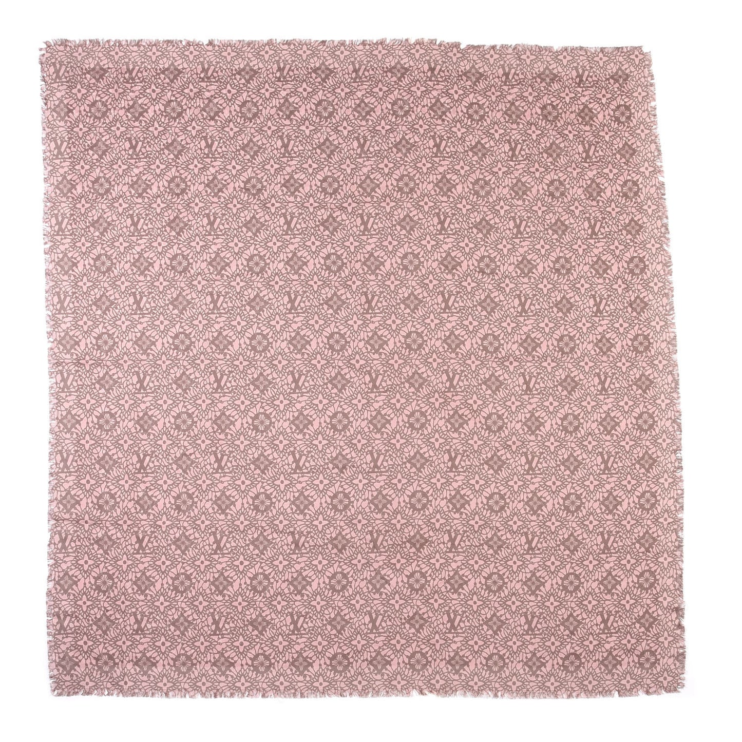 Silk Wool Monogram Dentelle Shawl Scarf Rose Poudre