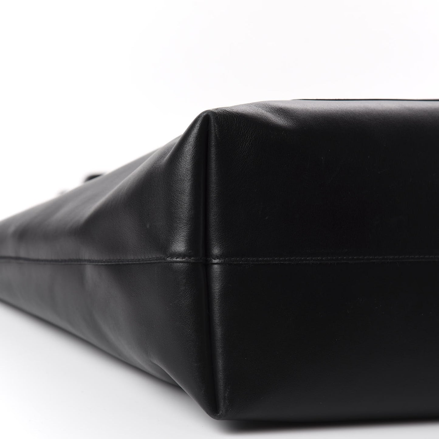 City Calf Front Pocket Large Shopping Tote Black