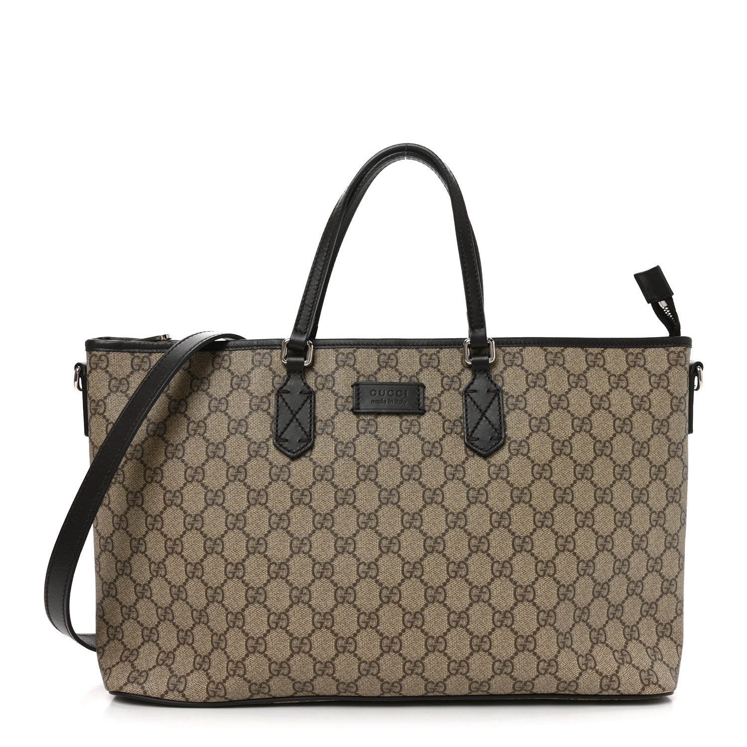 Gucci GG Supreme Monogram Medium Zippered Tote Dark Brown 1 of 9