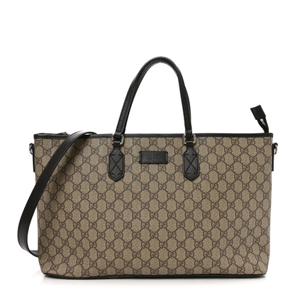 Gucci GG Supreme Monogram Medium Zippered Tote Dark Brown 1 of 9