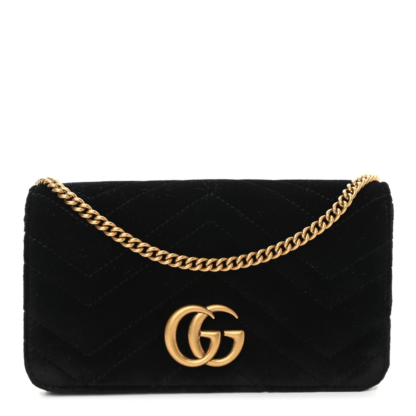 Velvet Matelasse GG Marmont Mini Bag Black