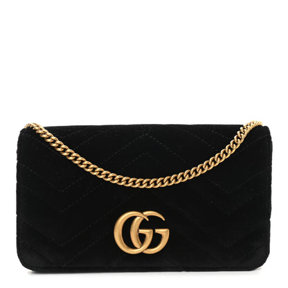 Gucci Velvet Matelasse GG Marmont Mini Bag Black 1 of 9