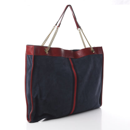 Gucci Suede Calfskin Maxi Rajah Chain Tote New Blue Romantic Cherry 2 of 8