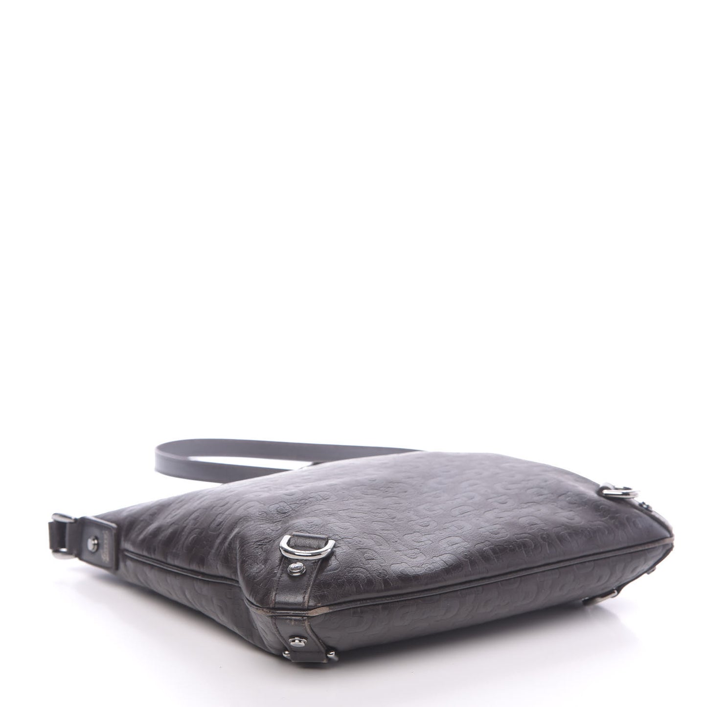 Calfskin Horsebit Embossed Abbey Messenger Dark Brown