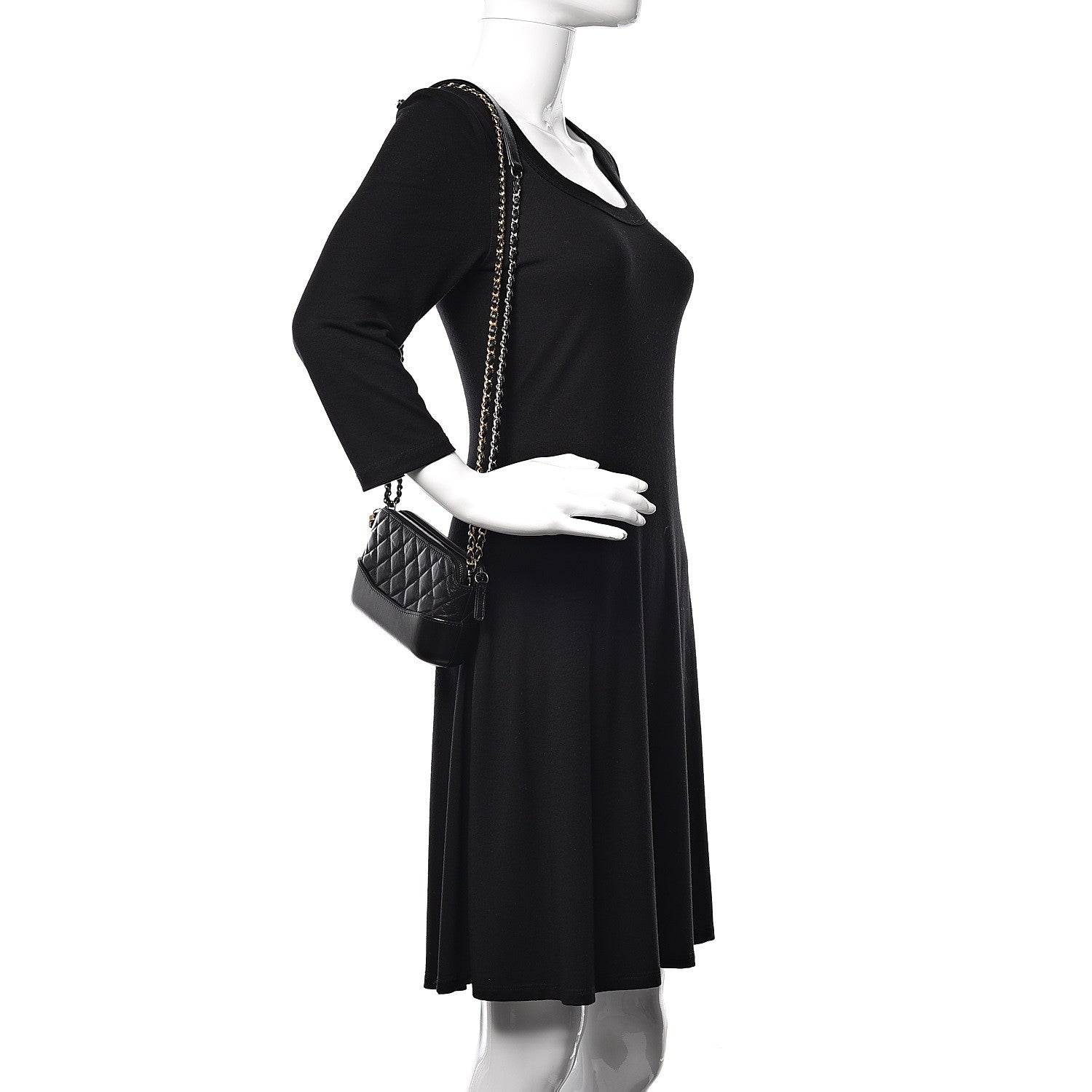 Chanel Aged Calfskin Quilted Small Gabrielle Clutch With Chain Black 3 of 14
