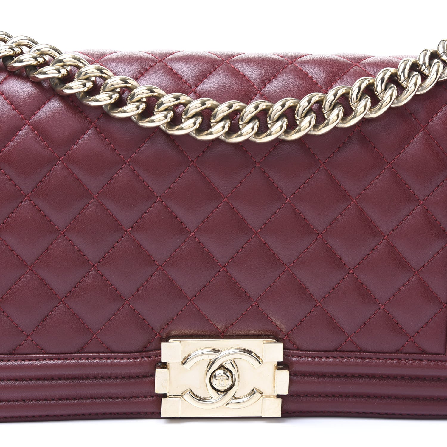 Chanel Lambskin Quilted Medium Boy Flap Burgundy 9 of 10