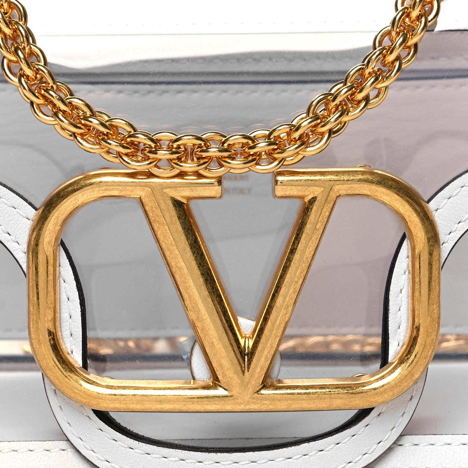 Valentino Garavani PVC Nappa Vlogo Loco Shoulder Bag Trasparente Optic White 7 of 9