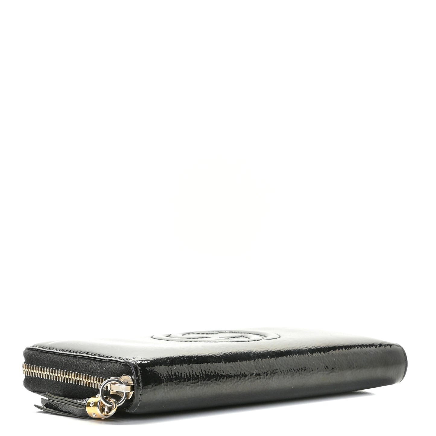 Patent Calfskin Soho Zip Around Wallet Black
