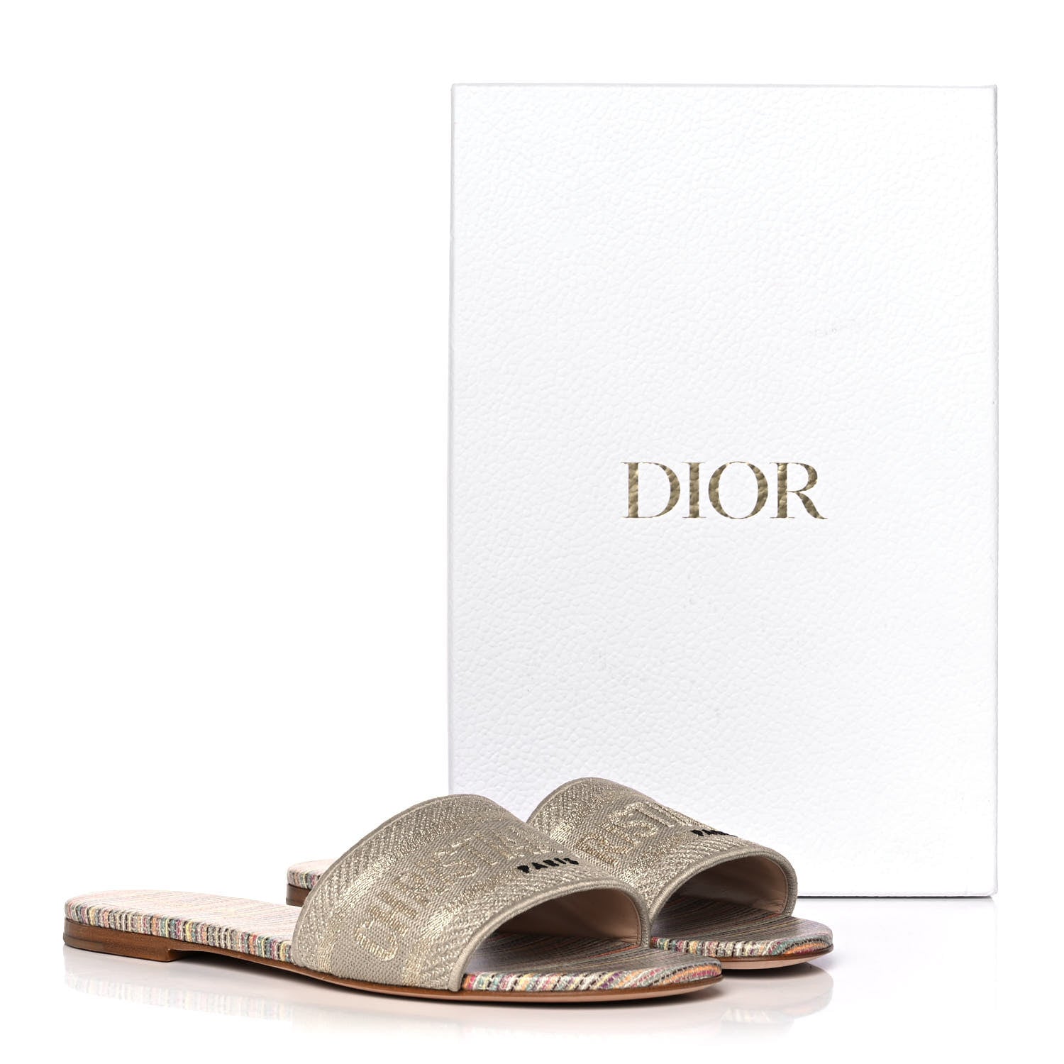 Christian Dior Lurex Romance Embroidered Dway Mules Slide Sandals 38 Metal Multicolor 9 of 9