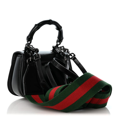 Gucci Boarded Dyana Lux Calfskin Web Monochrome Small Bamboo 1947 Top Handle Bag Black 3 of 12