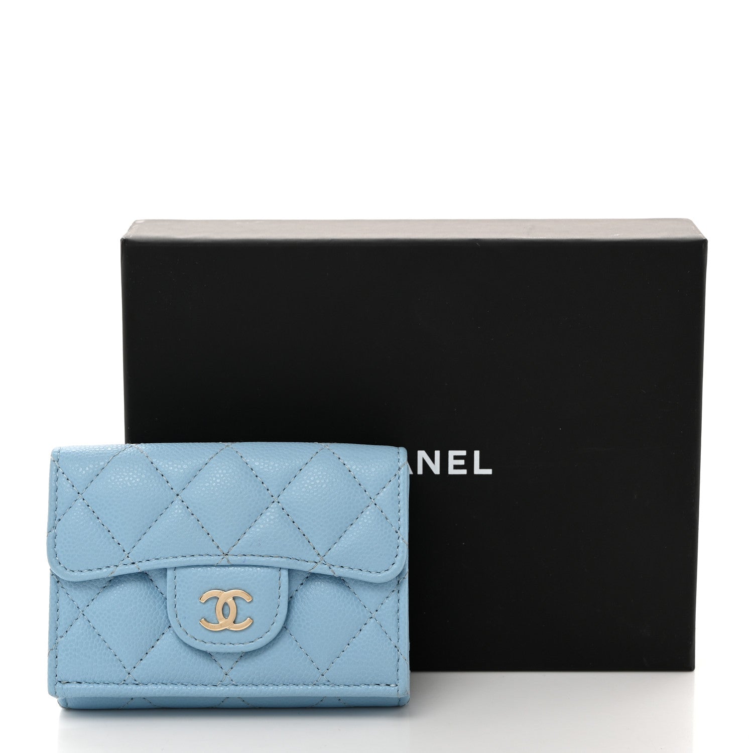 Chanel Caviar Quilted Double Flap Wallet Light Blue 9 of 9