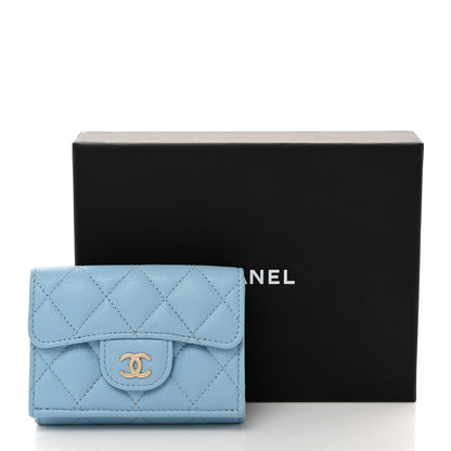 Chanel Caviar Quilted Double Flap Wallet Light Blue 9 of 9