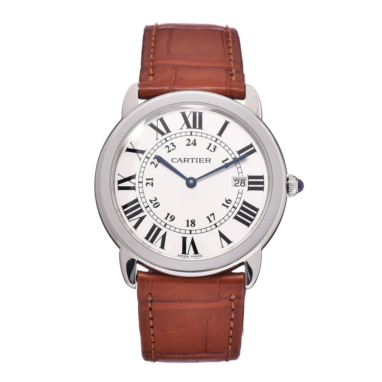 Stainless Steel Alligator 29mm Ronde Solo Quartz Watch Brown
