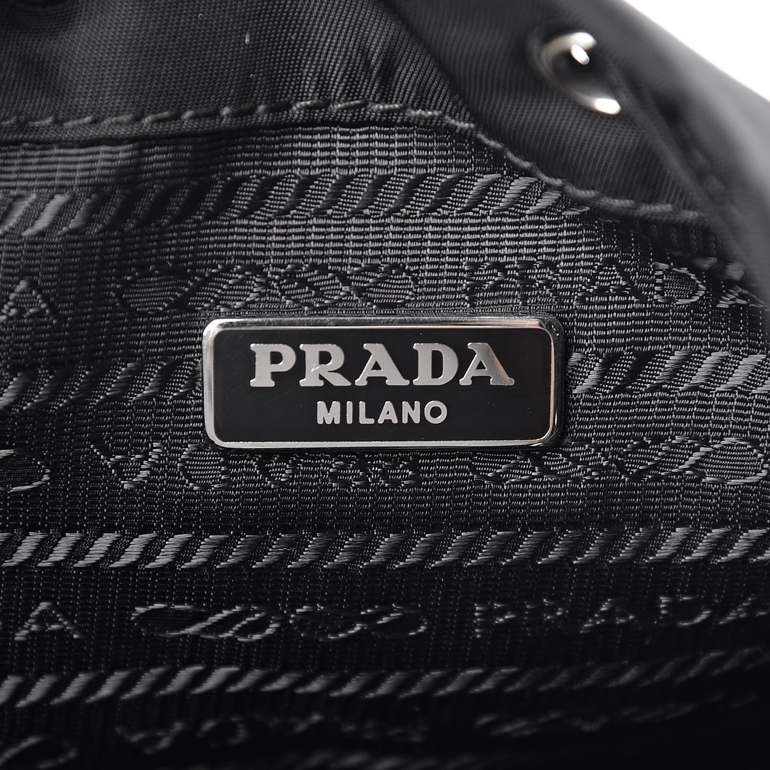 Prada Tessuto Nylon Studded New Vela Mini Bucket Crossbody Bag Black Fuoco 6 of 10