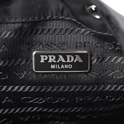 Prada Tessuto Nylon Studded New Vela Mini Bucket Crossbody Bag Black Fuoco 6 of 10