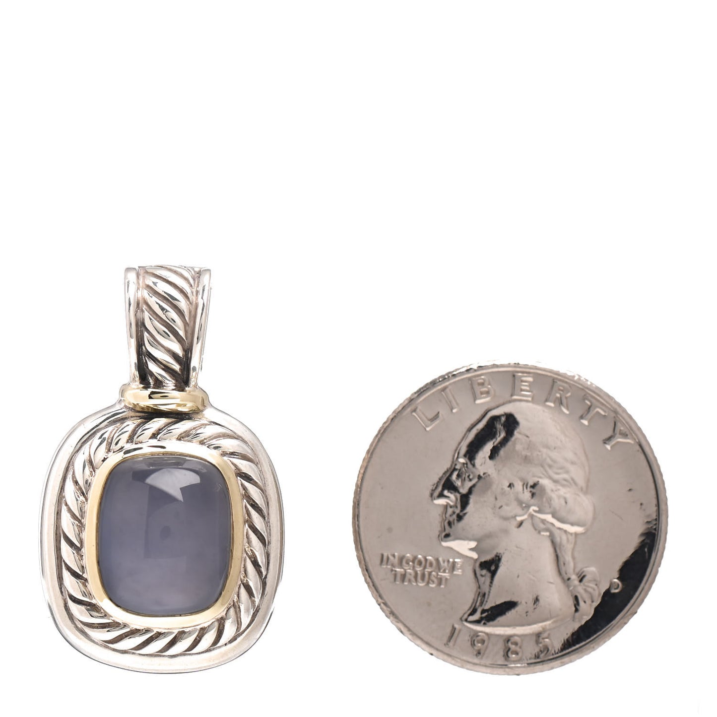 Sterling Silver 14K Yellow Gold Blue Chalcedony Albion Pendant