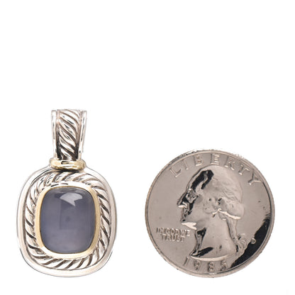 David Yurman Sterling Silver 14K Yellow Gold Blue Chalcedony Albion Pendant 2 of 3