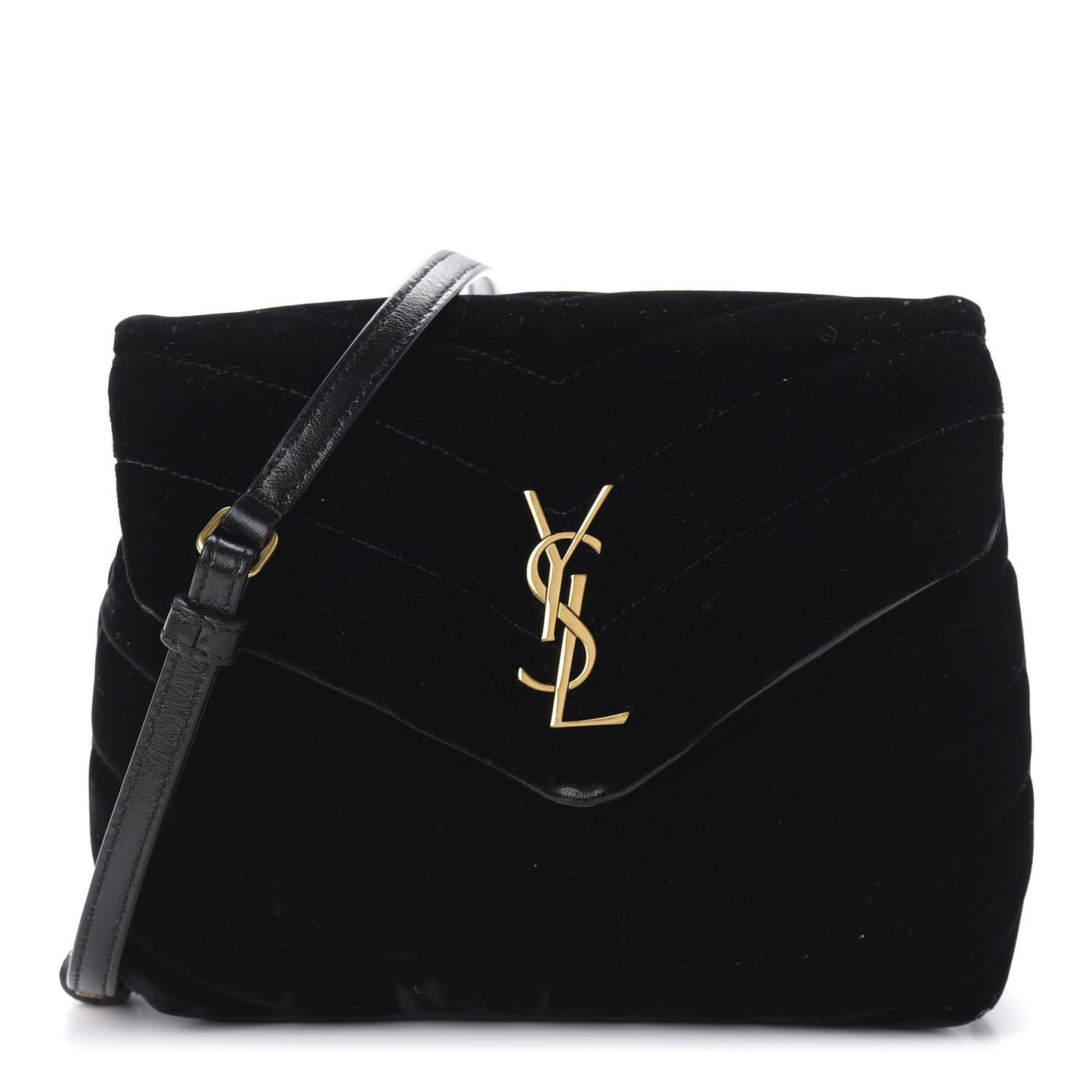 Velvet Y Quilted Monogram Toy Loulou Chain Satchel French Black