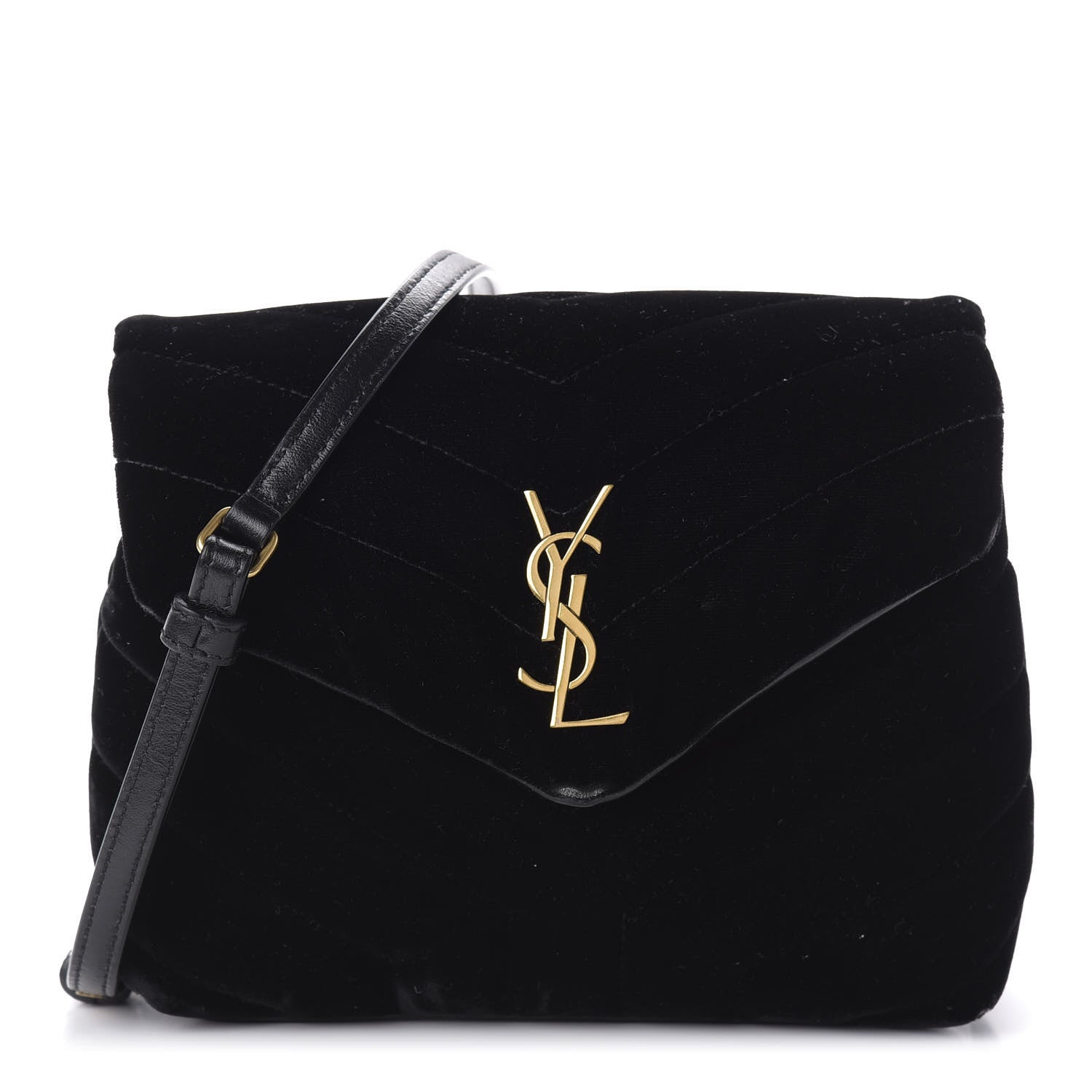 Saint Laurent Velvet Y Quilted Monogram Toy Loulou Chain Satchel French Black 1 of 10