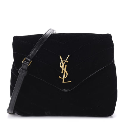Saint Laurent Velvet Y Quilted Monogram Toy Loulou Chain Satchel French Black 1 of 10