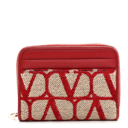 Valentino Garavani Toile Iconographe Zip Wallet Naturale Rosso Valentino 1 of 8