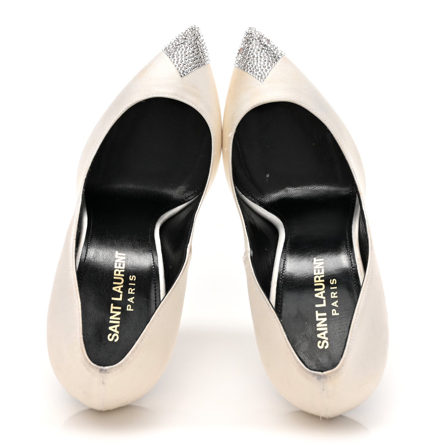 Satin Crystal Embellished Tower 110 Pump 38 Optique White
