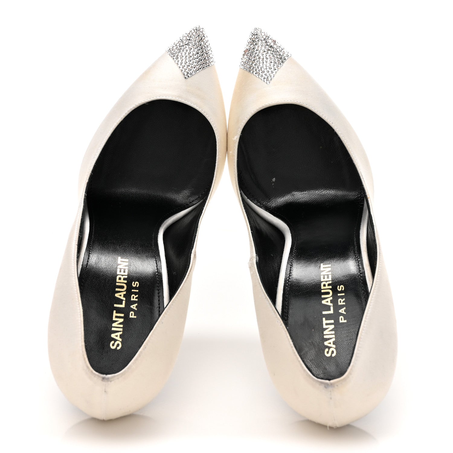 Saint Laurent Satin Crystal Embellished Tower 110 Pump 38 Optique White 2 of 14