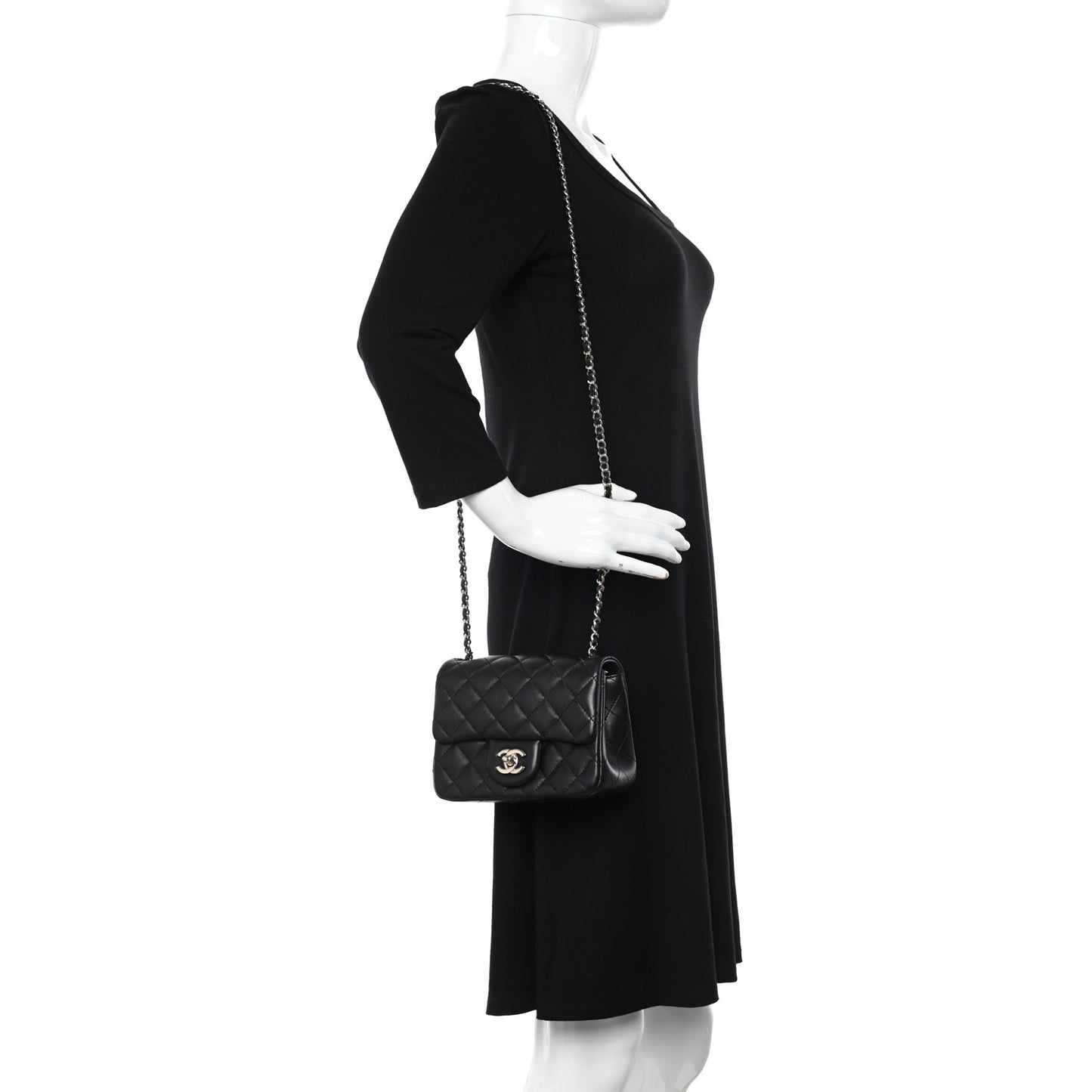 Lambskin Quilted Enamel Mini Pearl Crush Flap Black