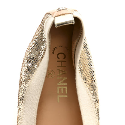 Chanel Sequin Lambskin Cap Toe Ballerina Flats 40 Gold 7 of 11