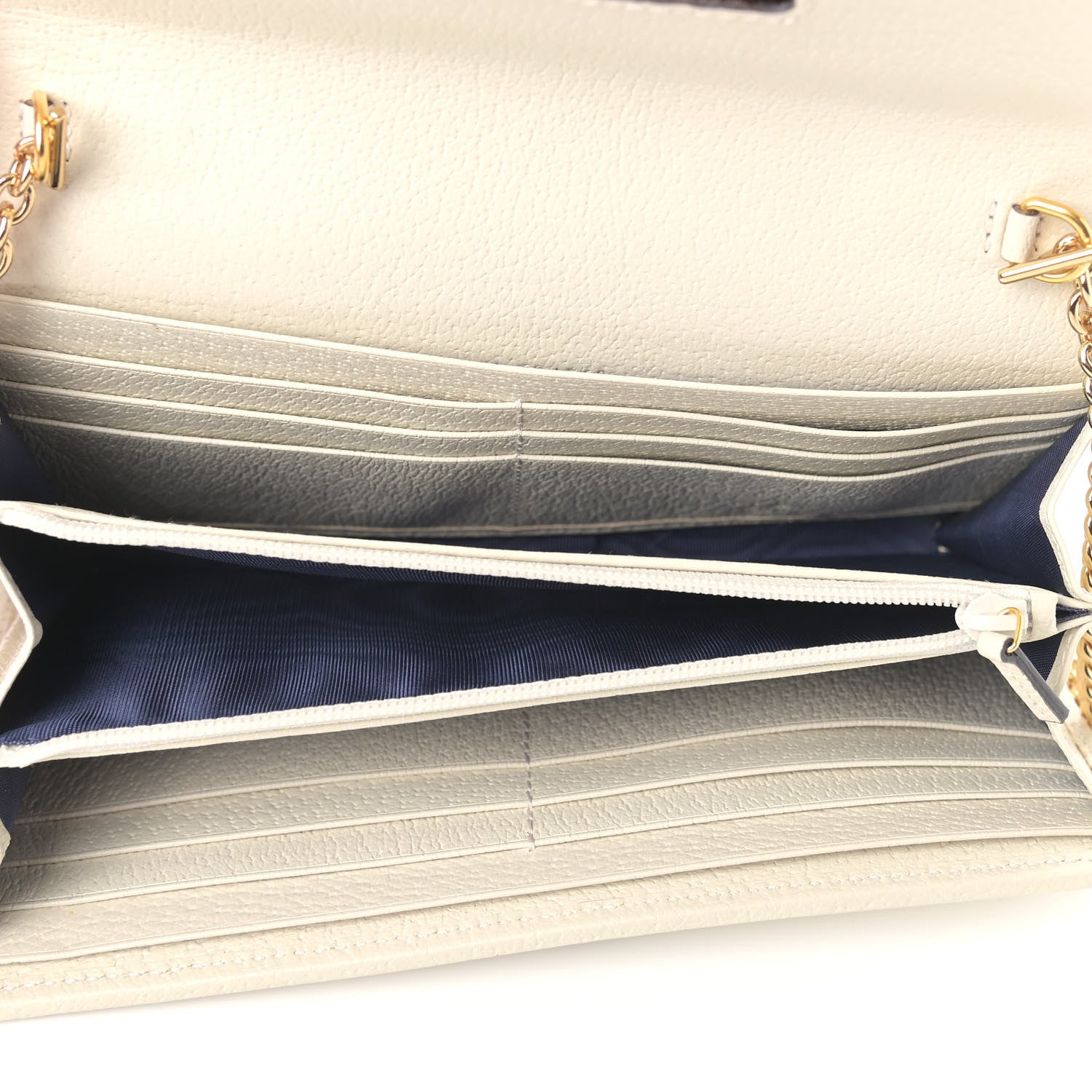 Gucci Textured Calfskin Web Ophidia Wallet On Chain Mystic White 5 of 10