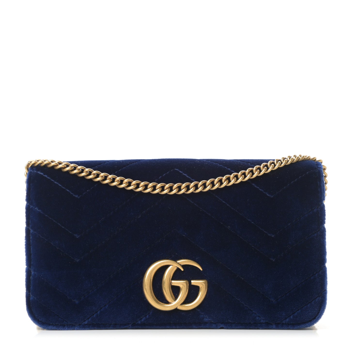 Velvet Matelasse GG Marmont Mini Bag Cobalt Blue