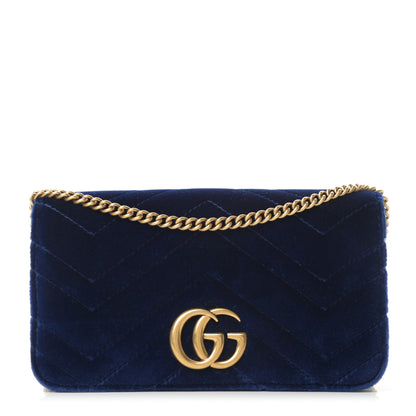 Gucci Velvet Matelasse GG Marmont Mini Bag Cobalt Blue 1 of 13