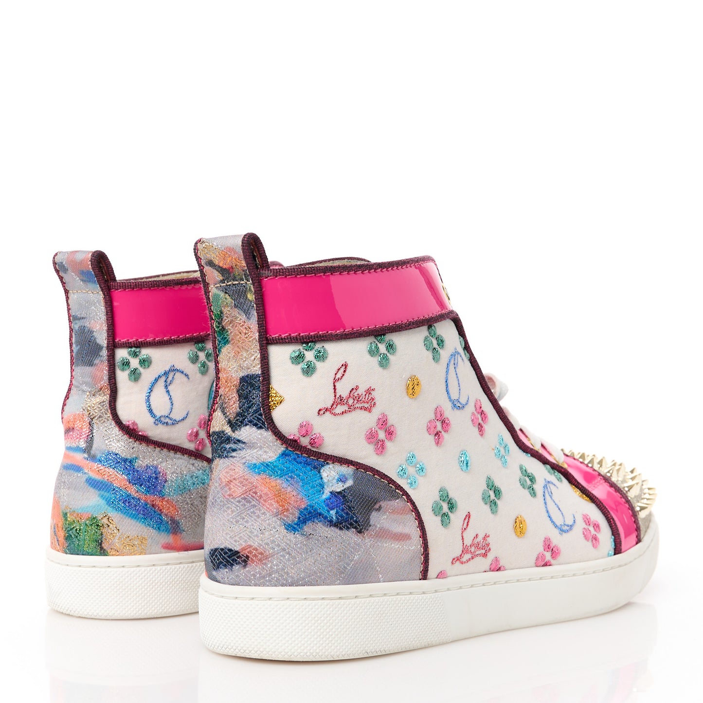 Calfskin Louis Spikes Flat Sneakers 37.5 Multicolor