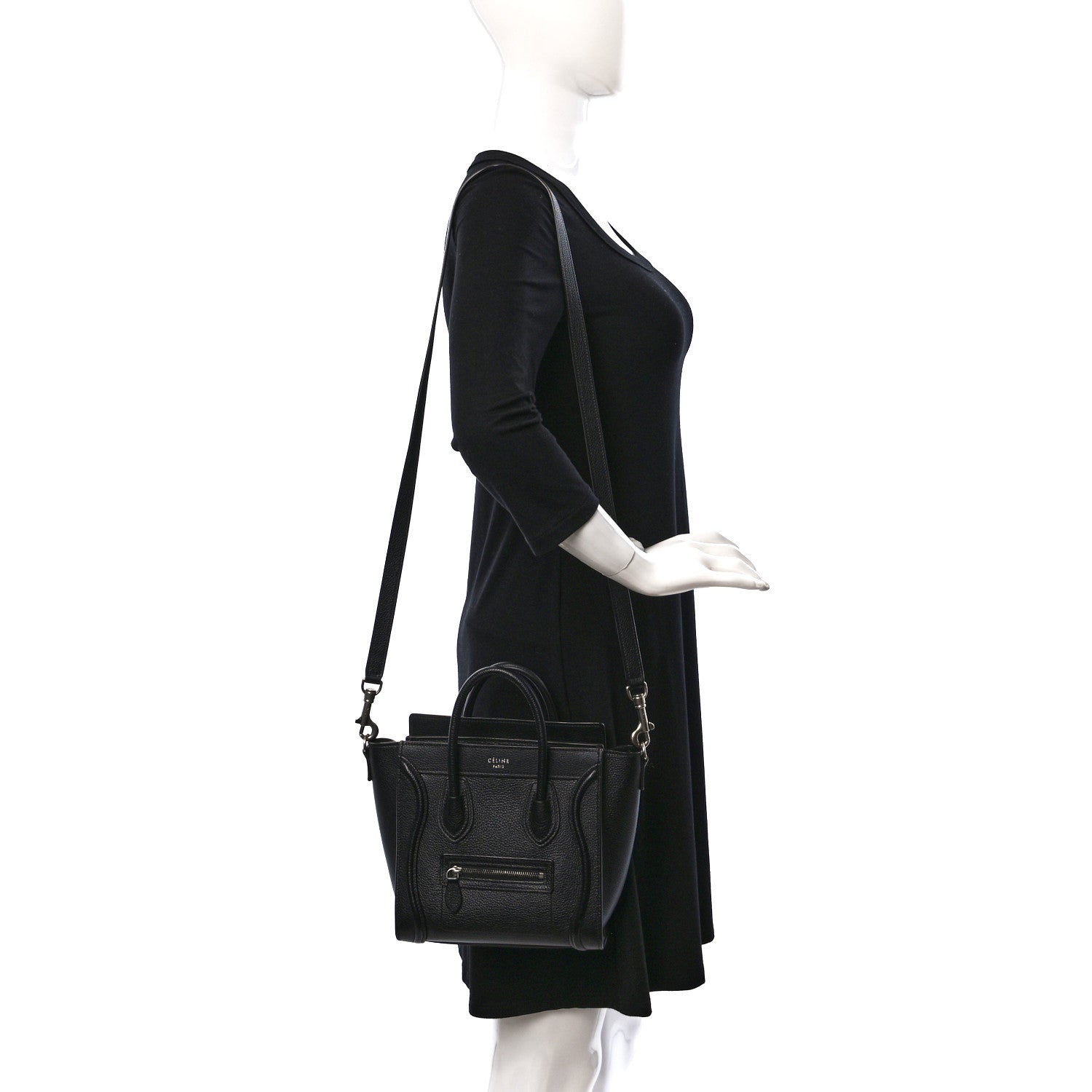 Celine Smooth Calfskin Nano Luggage Black 2 of 10