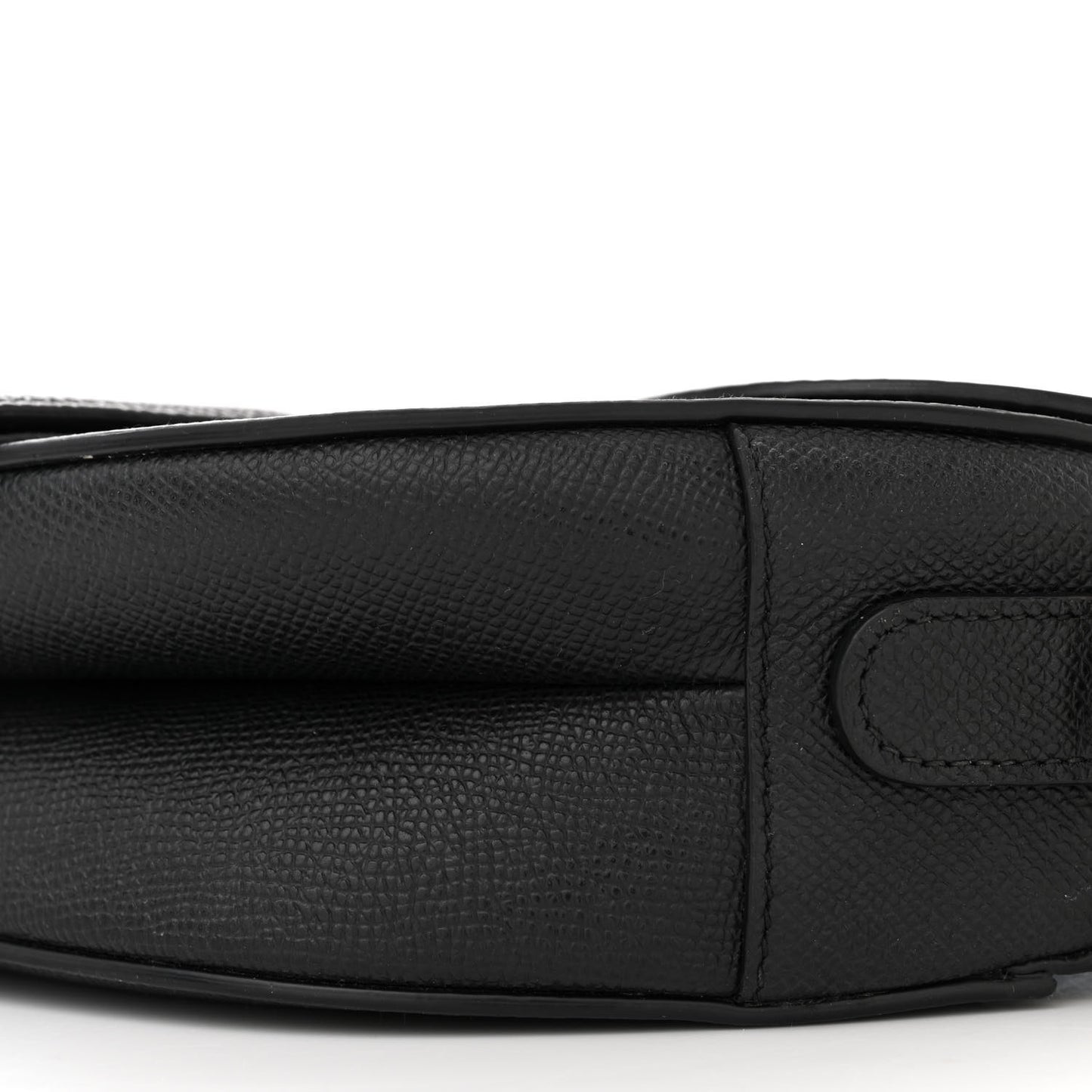 CHRISTIAN DIOR Grained Calfskin Saddle Bag With Strap Black