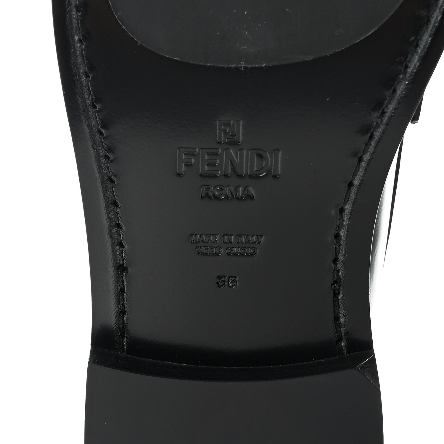 Fendi Vitello Logo Loafers 35 Black 7 of 9