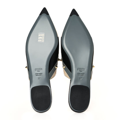 Fendi Vitello Sabot Monster Face Mules 37 Camelia 5 of 9
